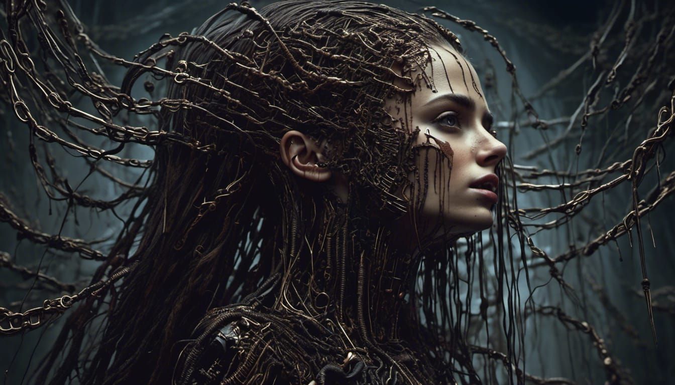 Young Woman's Fear of Needles in Dramatic Lighting