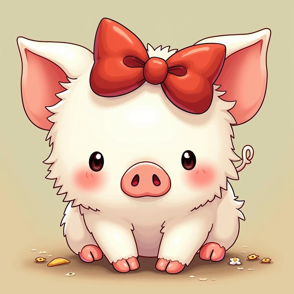 Cute Pig Character in Sanrio-Inspired Kawaii Style