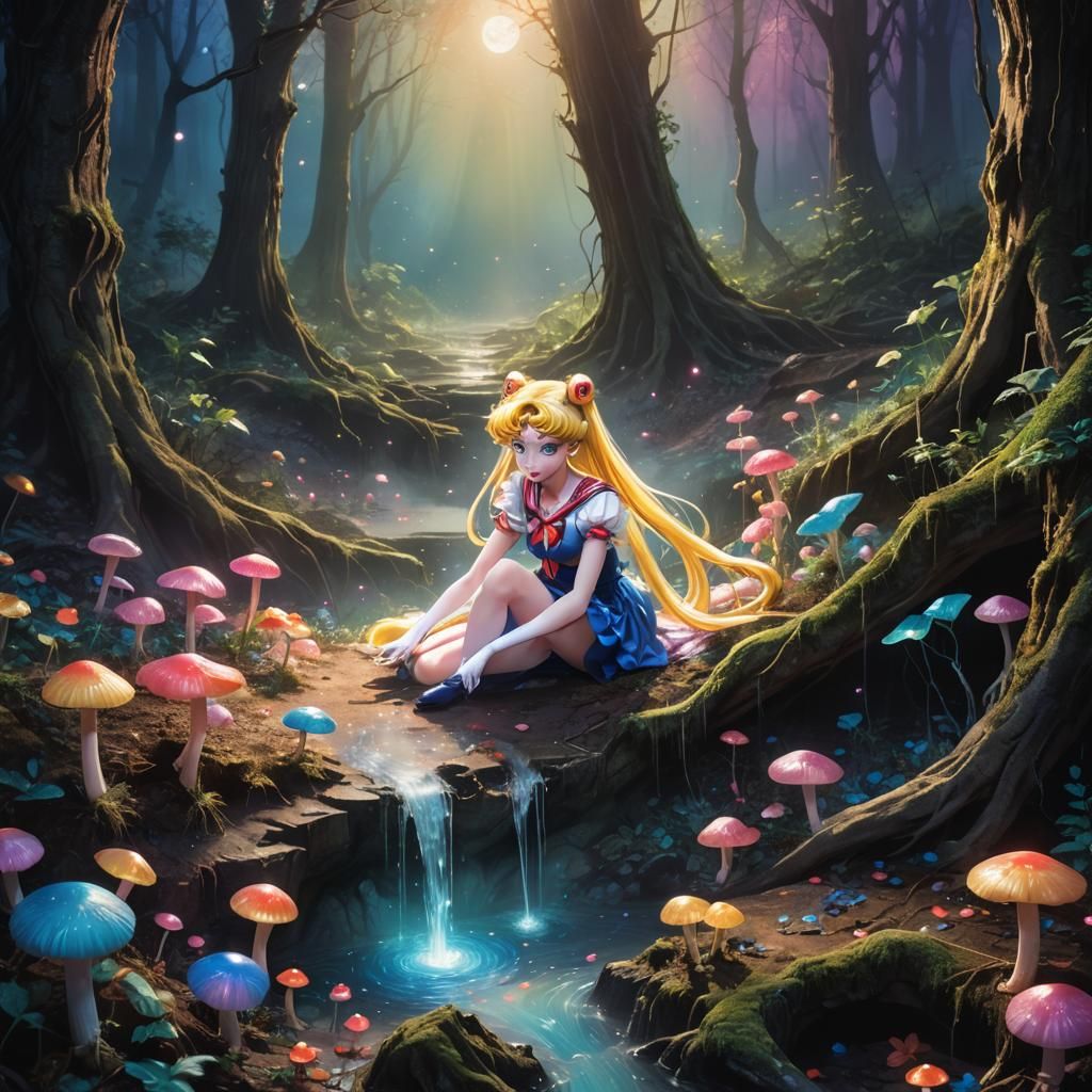 Sailor Moon's Surreal Fall into Dream Forest