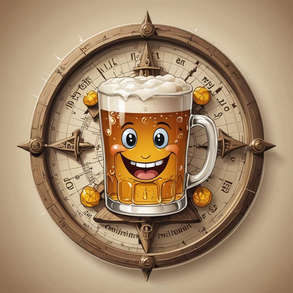 Quantum Compass in Oktoberfest Beer Cartoon