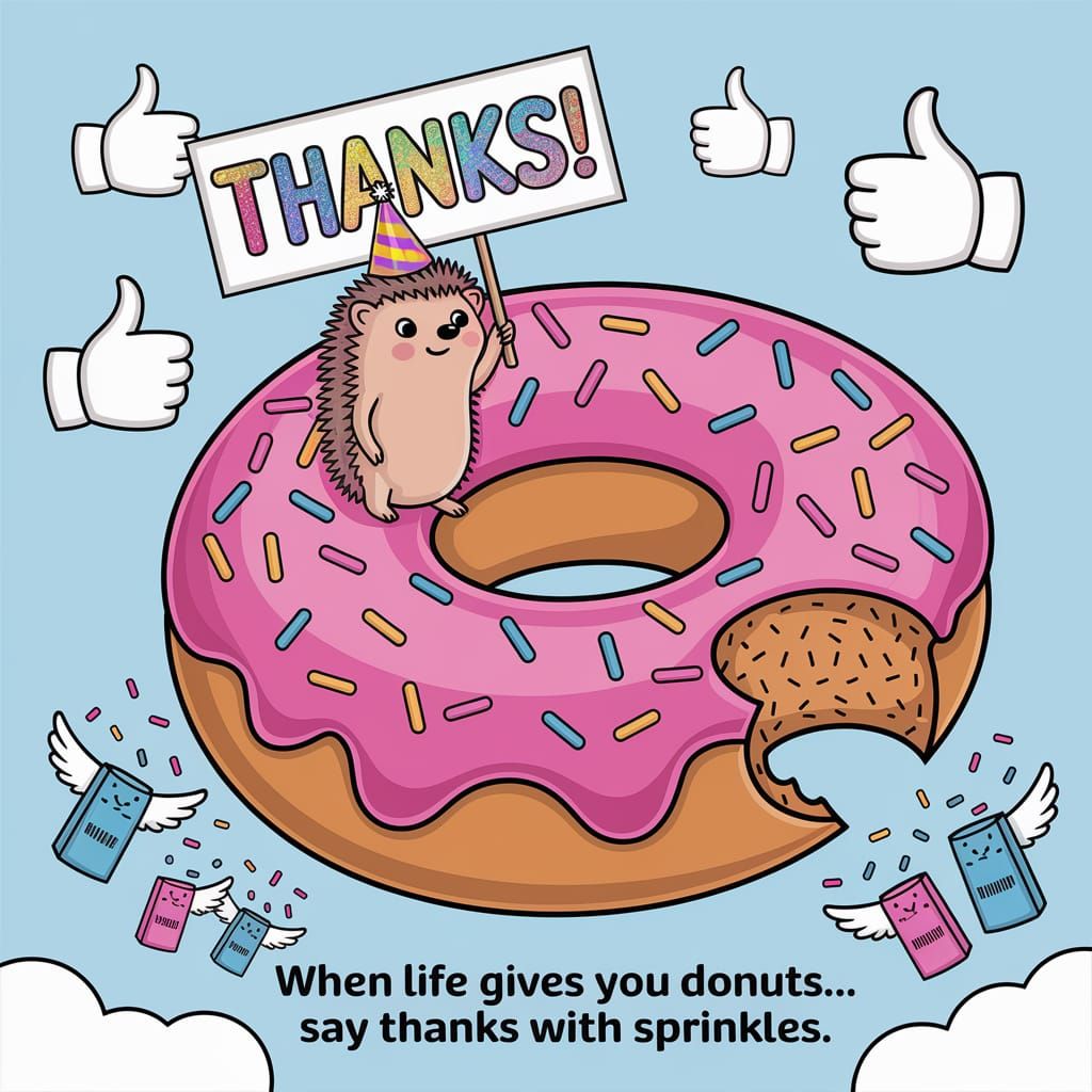 Hedgehog Party on a Donut in the Sky