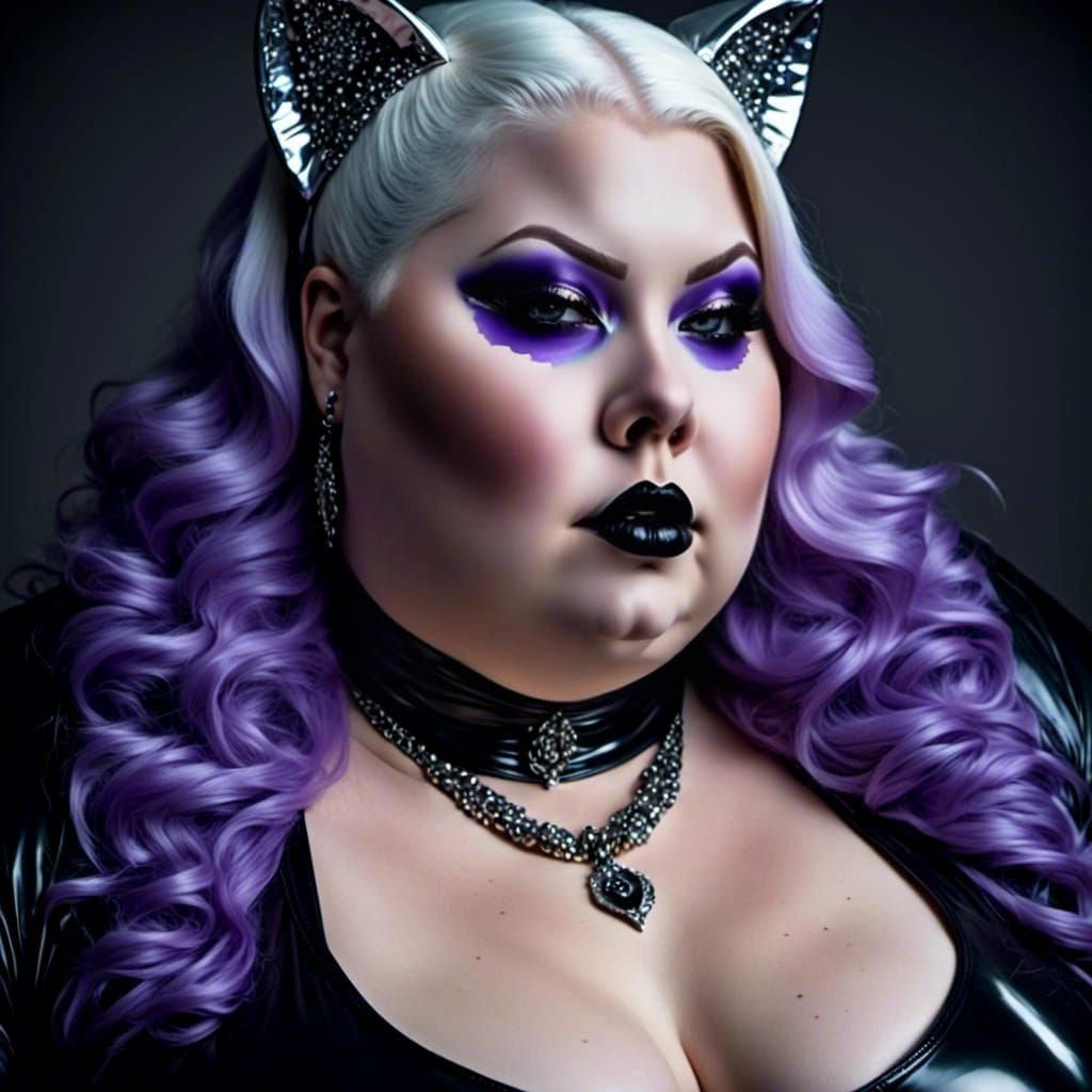 Photorealistic Gothic Girl with Piercings and Catsuit