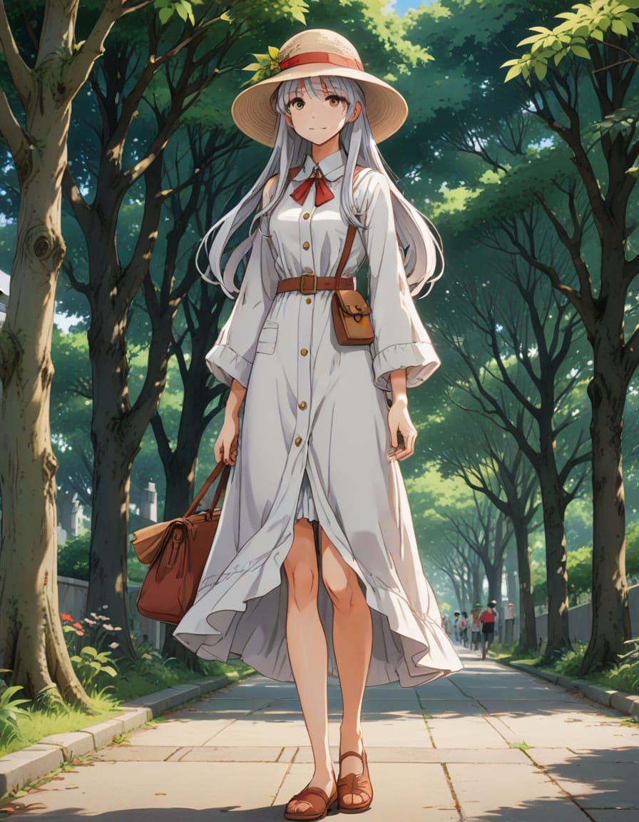 Anime Girl with Robin Hat in Shojo Style