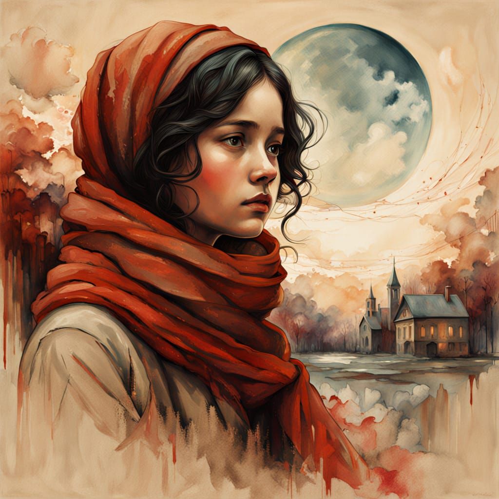 Portrait in a bright landscape