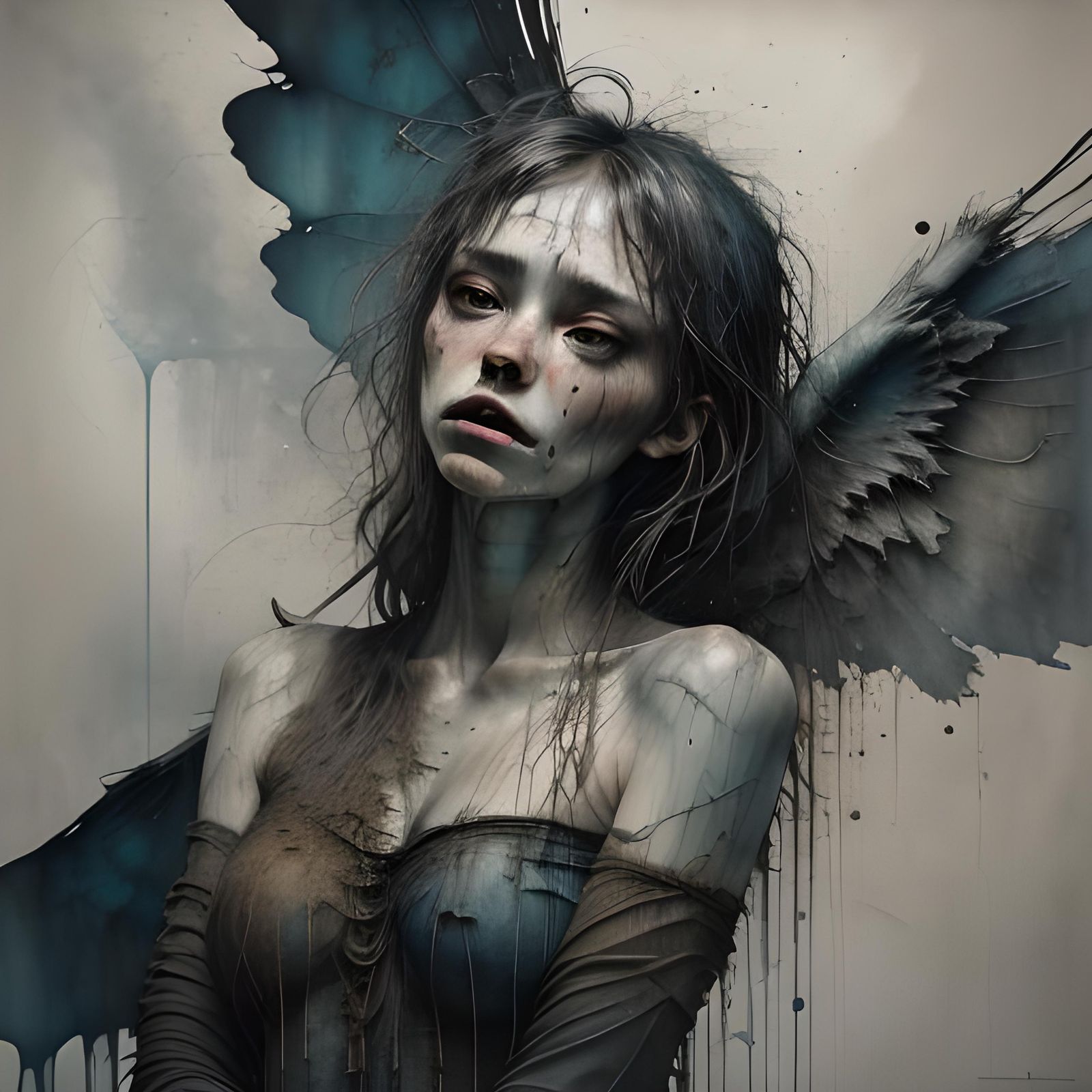 Dark Violet Fallen Beauty with Inky Textures