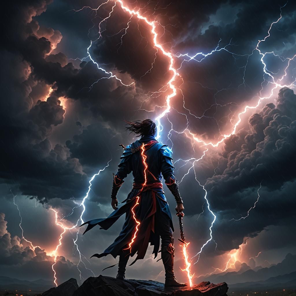 Glowing Staff of Thunder and Lightning