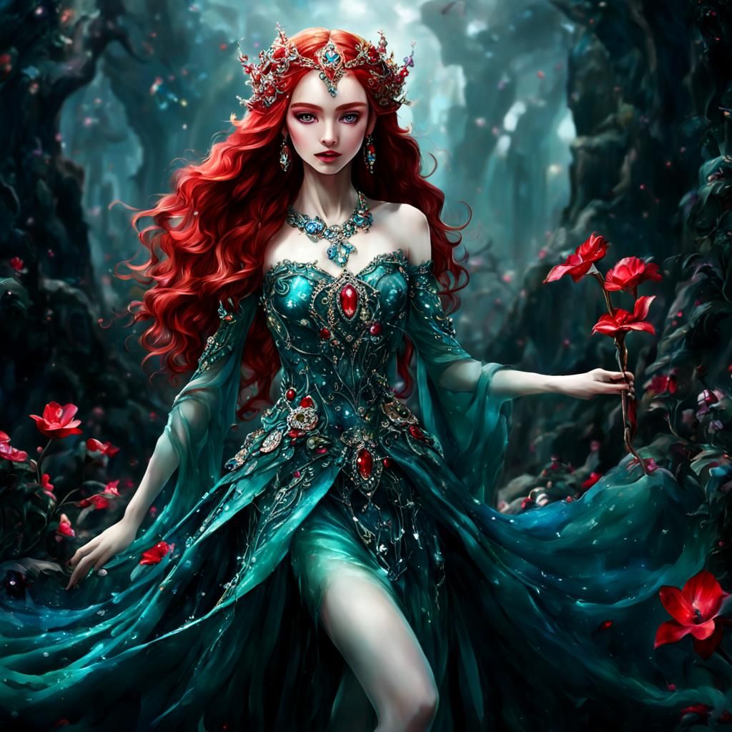 Elven Goddess in Diamond-Studded Gown