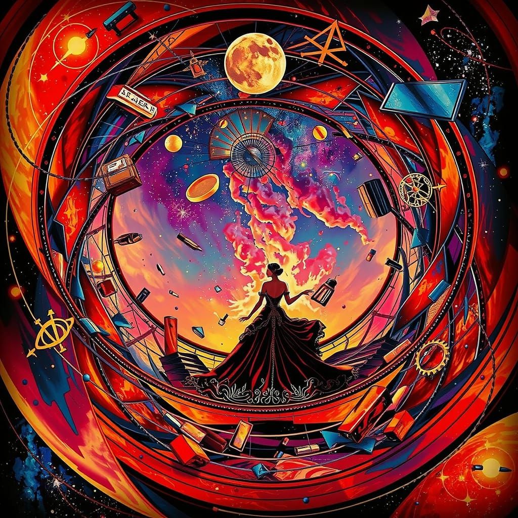 Art Deco Woman on Abstract Staircase