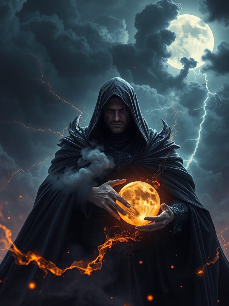 Weather Villain Steals Moon in Dark Fantasy Style