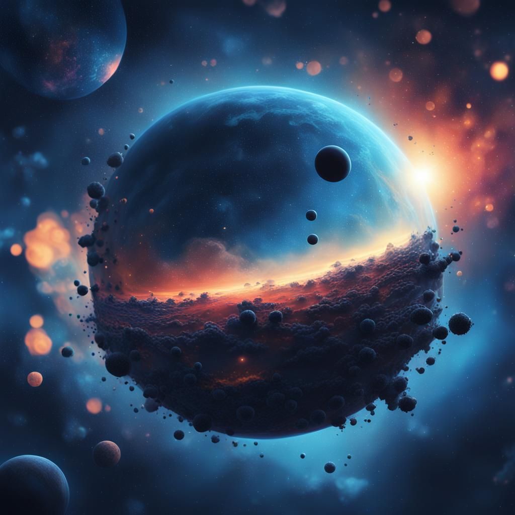 Nebula Planet in Dark Skies Digital Art