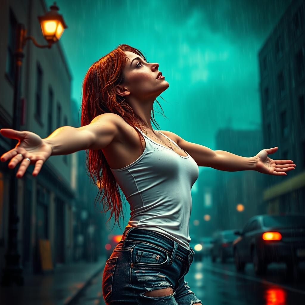 Vibrant Rain Portrait in a Concept Art Style