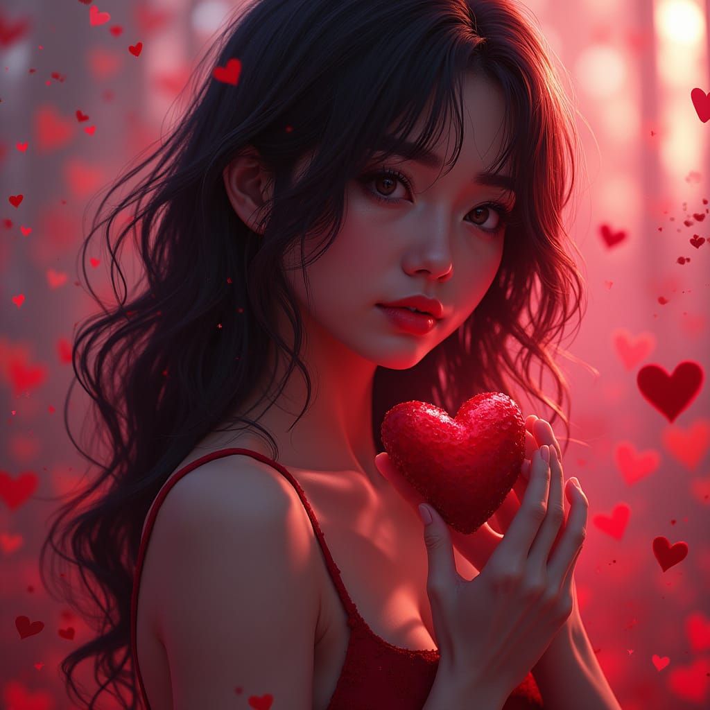 Celestial Valentine Portrait in Triadic Colors