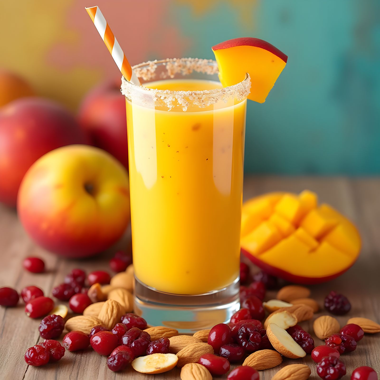 Vibrant Mango Smoothie in a Colorful Summer Setting