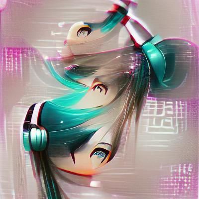Colorful Hatsune Miku Digital Art