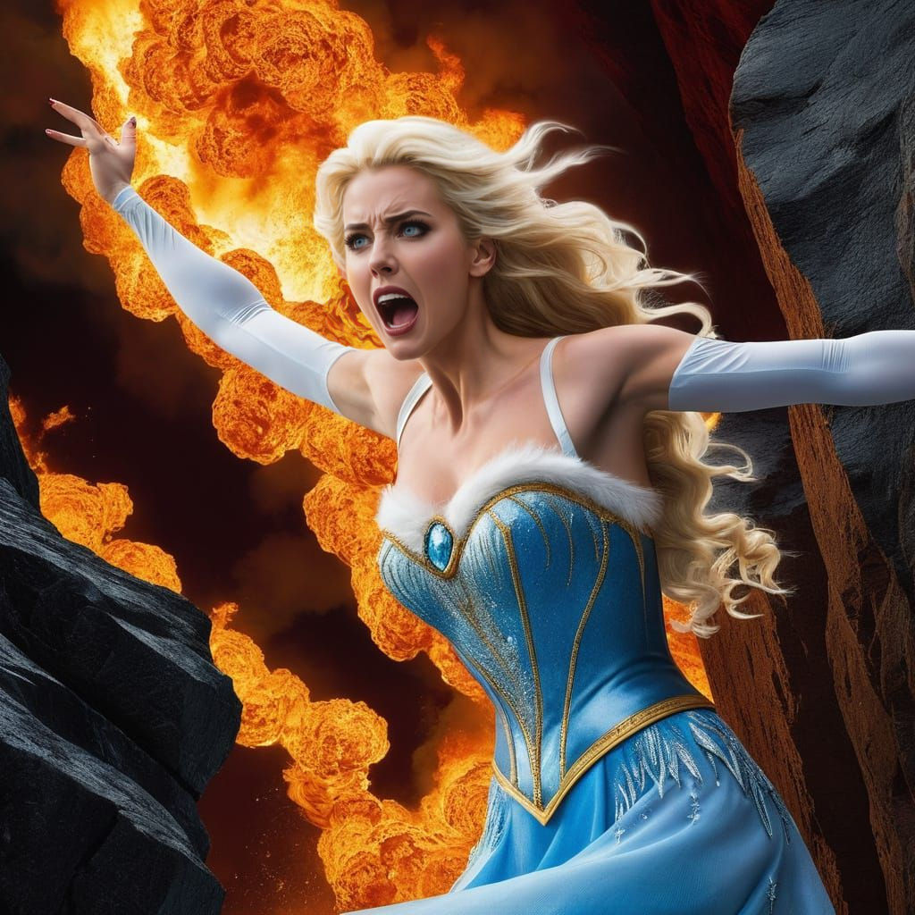 Vibrant Golden Poster Art of a Figure in Agony