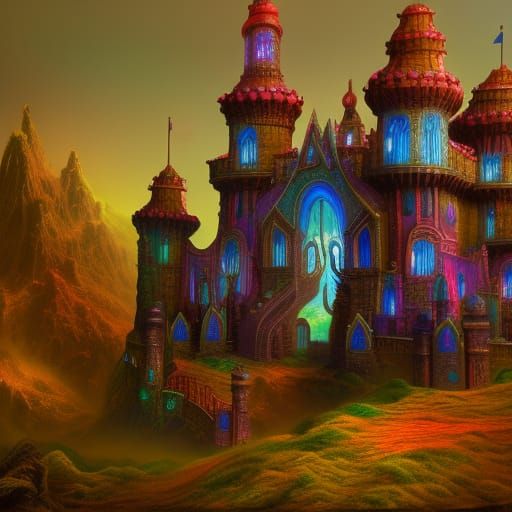 Psychedelic fantasy castle
