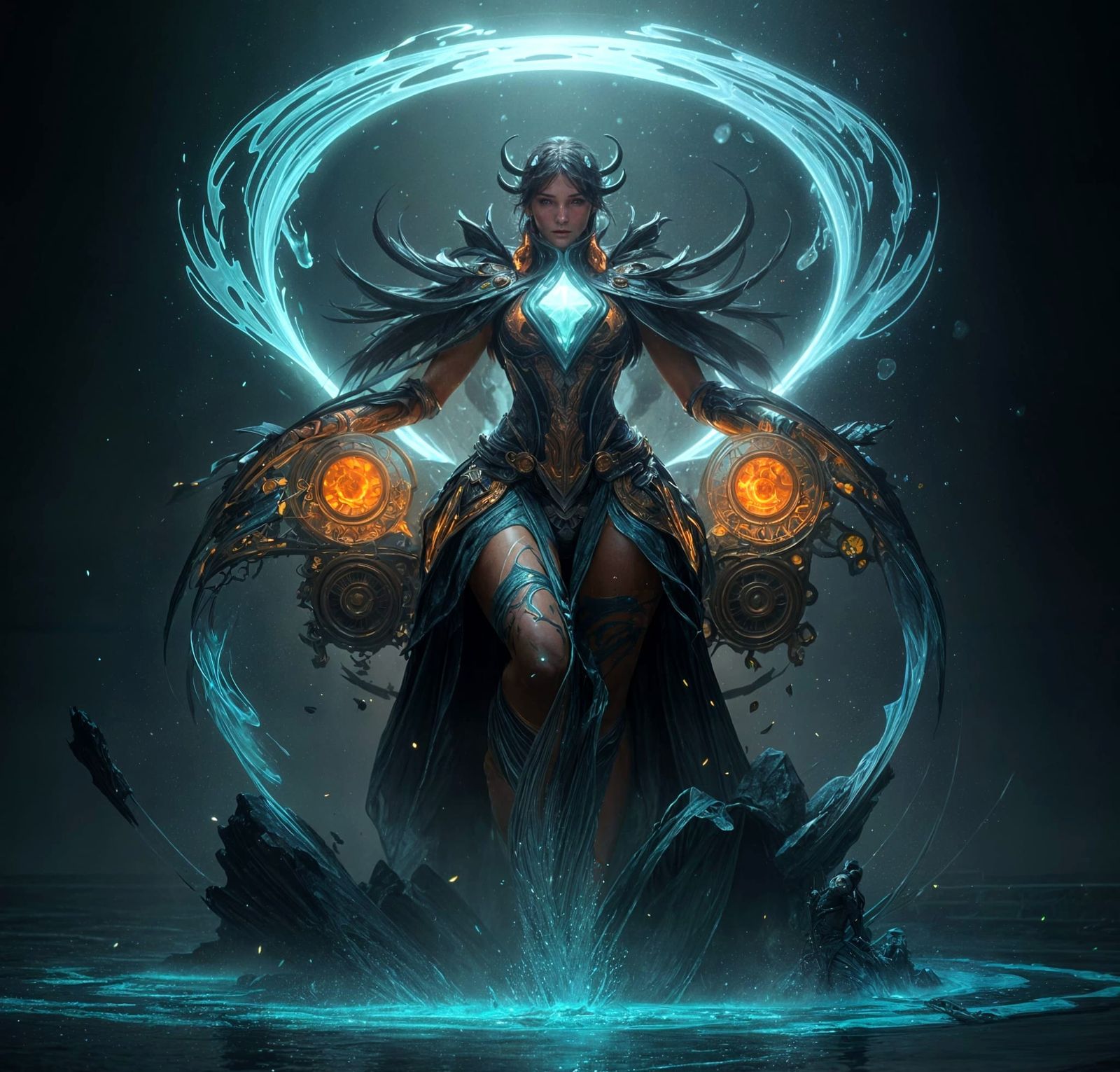 Beautiful Woman Cleaning in Dynamic Lighting