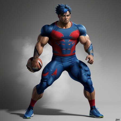 Muscular God of Sports in Football Gear