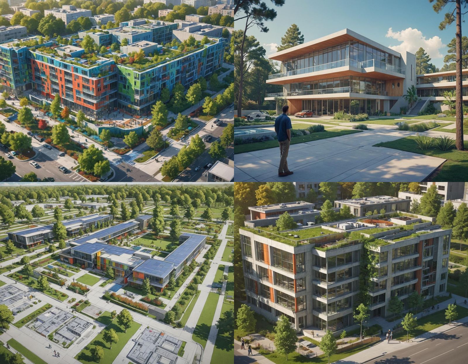 Modern Building Design with Architectural Blueprints