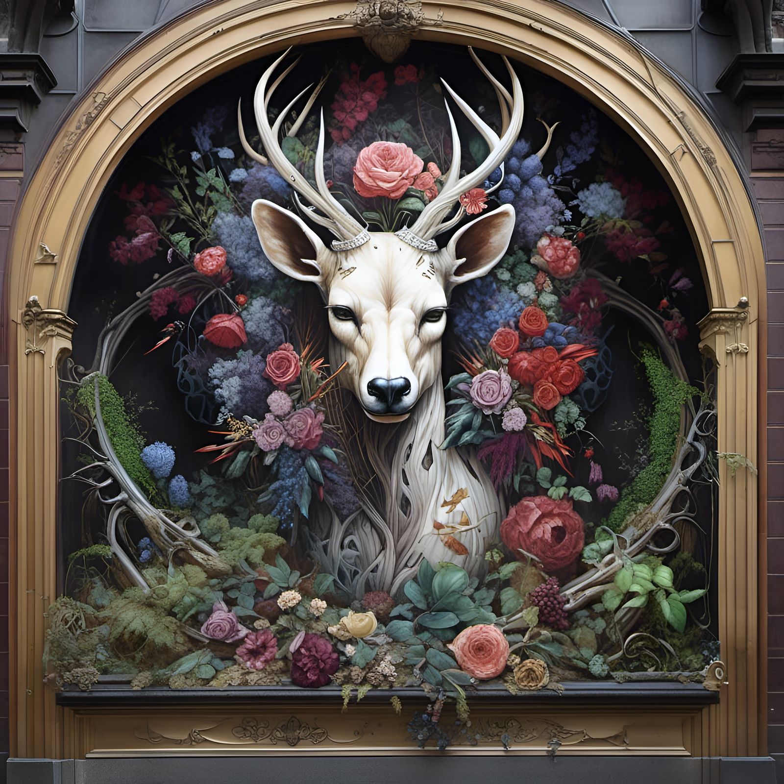 Subway Graffiti Art with Flora, Fauna, Skulls