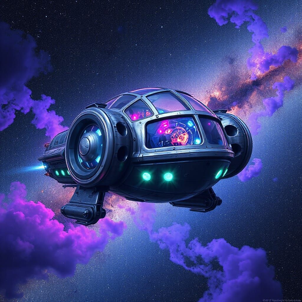 Futuristic Brain-Shaped Spaceship in the Milky Way Galaxy