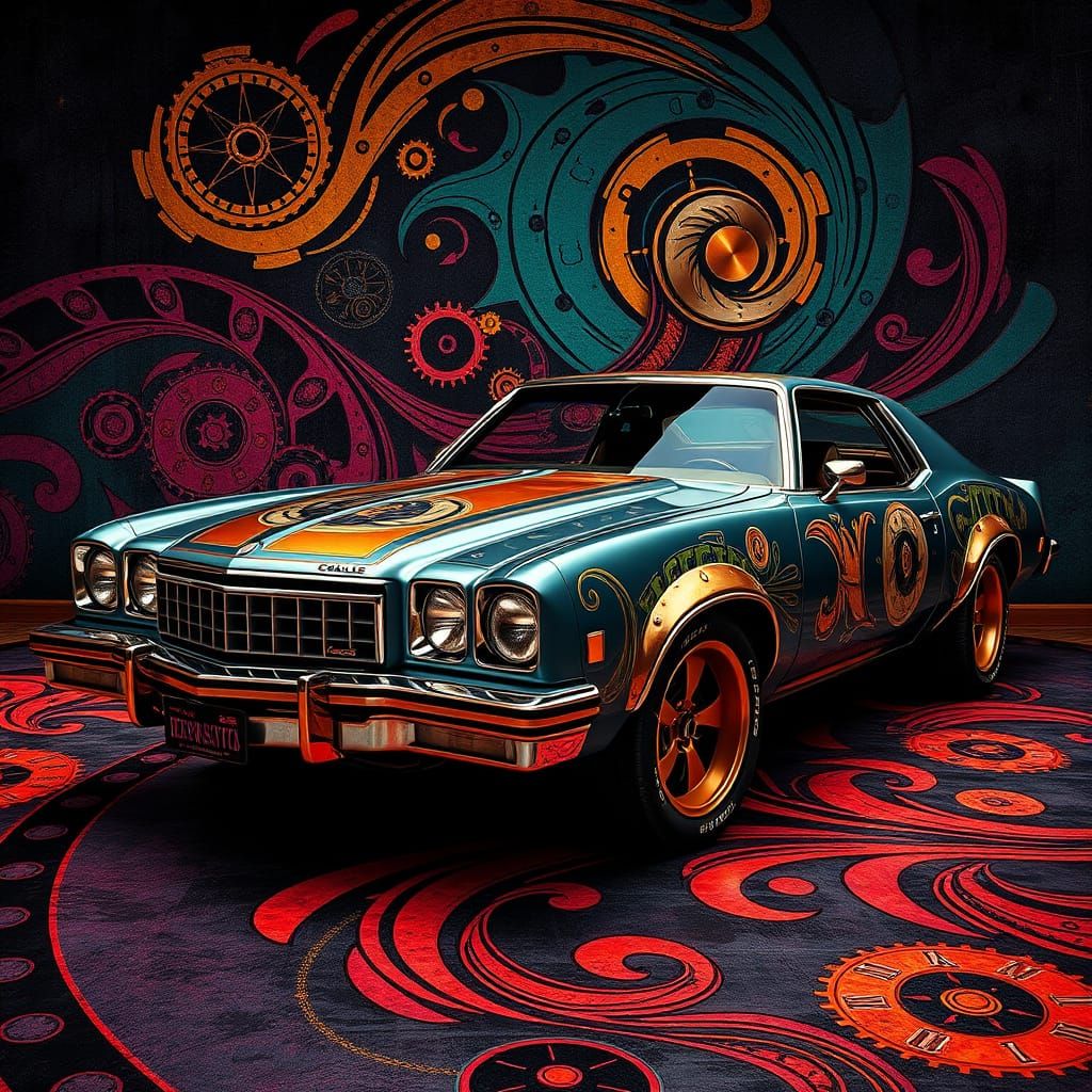 Steampunk '77 Chevelle in Pop Art Style