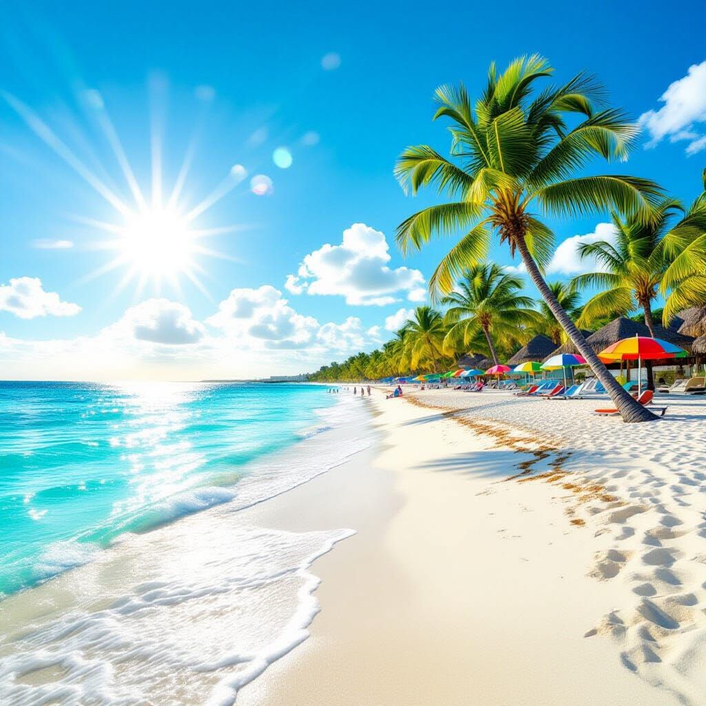 Cancun Beach Paradise: Turquoise Sea and Golden Hour