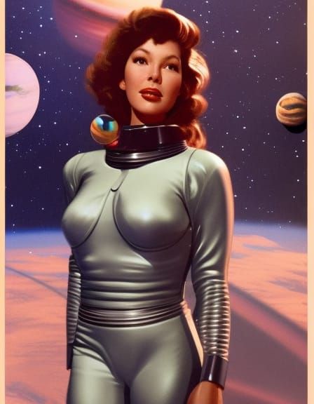 Retro Sci-Fi Space Girl Portrait in Ultra Detail