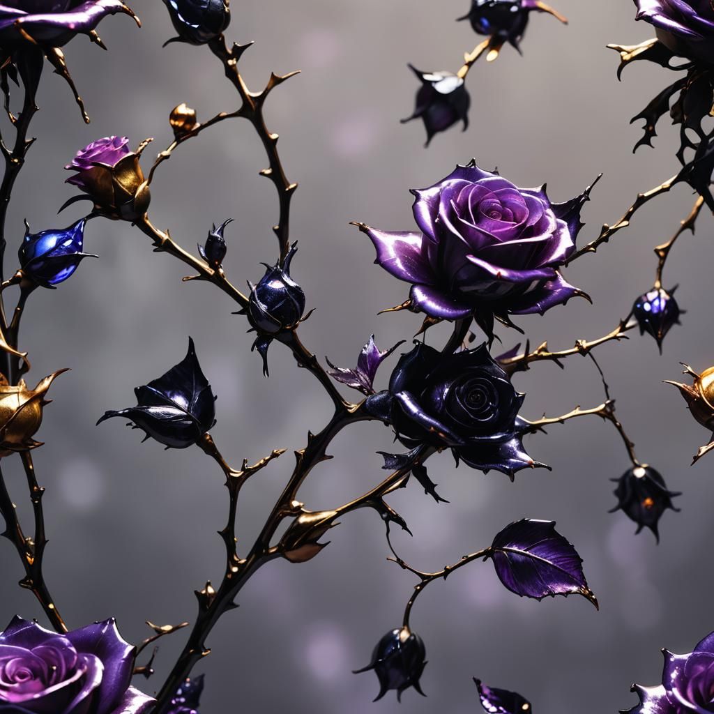 Glass and Resin Rose in Dark Fantasy Style