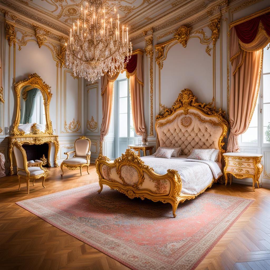 Rococo Bedroom: Luxury French Chateau Interior