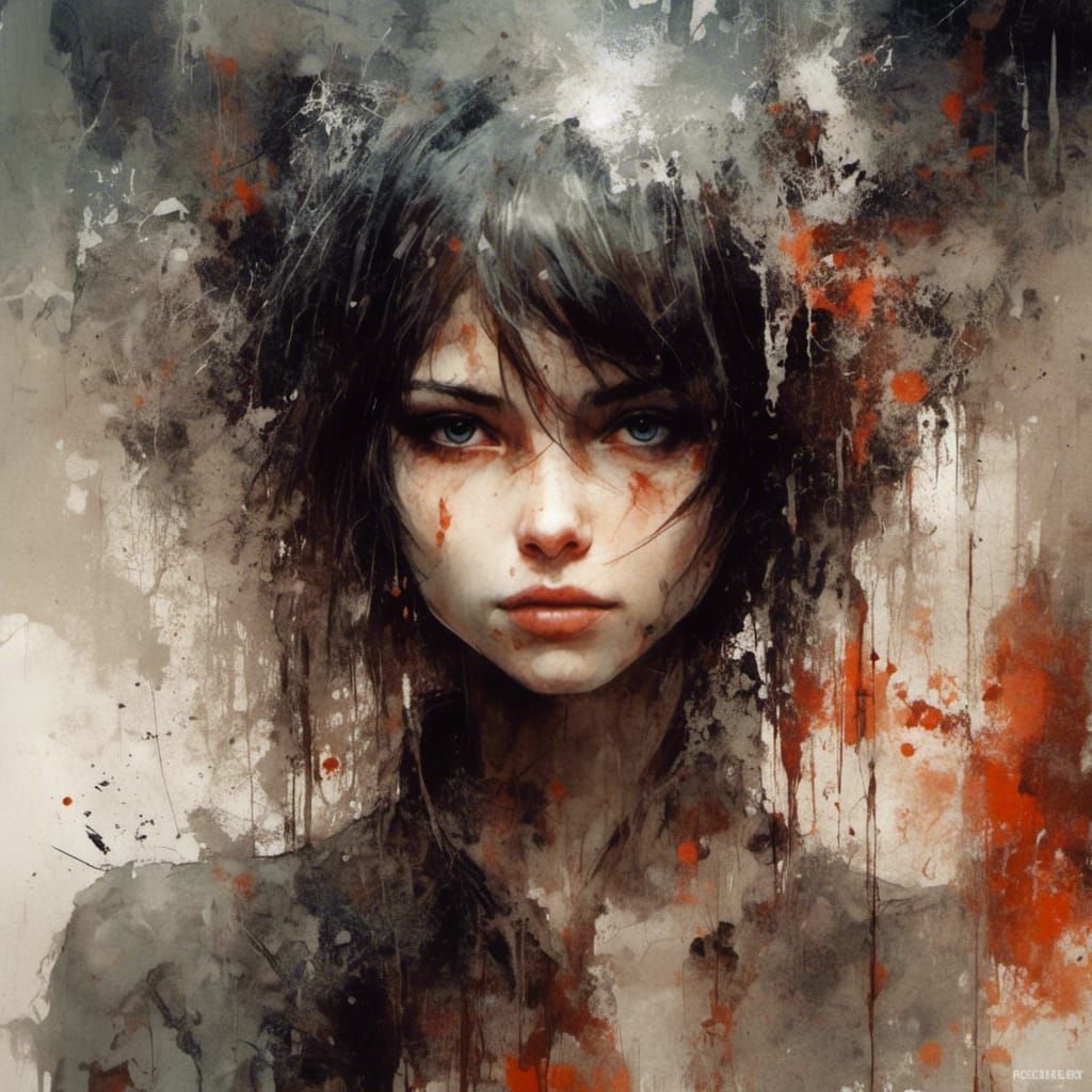 Happy Girl in Art Brut Style