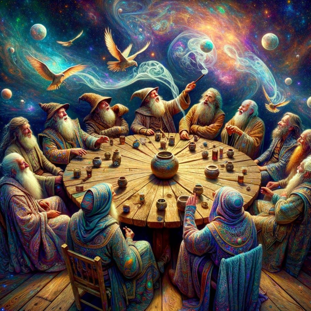Cosmic Gathering of Elder Wizards and Witches