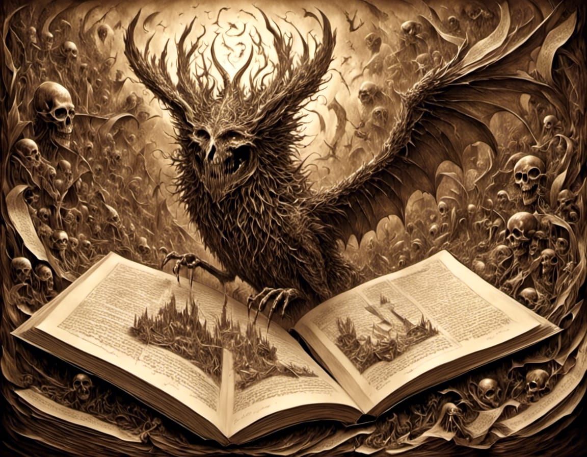 Writer in a Whirlwind of Pages: Sepia Pencil Sketch