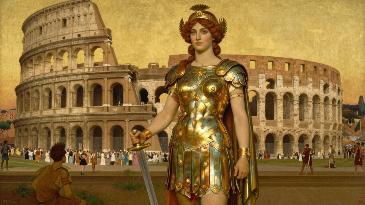 Majestic Gladiator Victorious in Rome, Art Nouveau Style