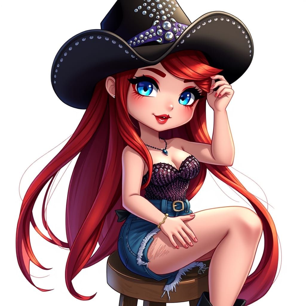 Chibi Cowgirl in Sparkling Attire