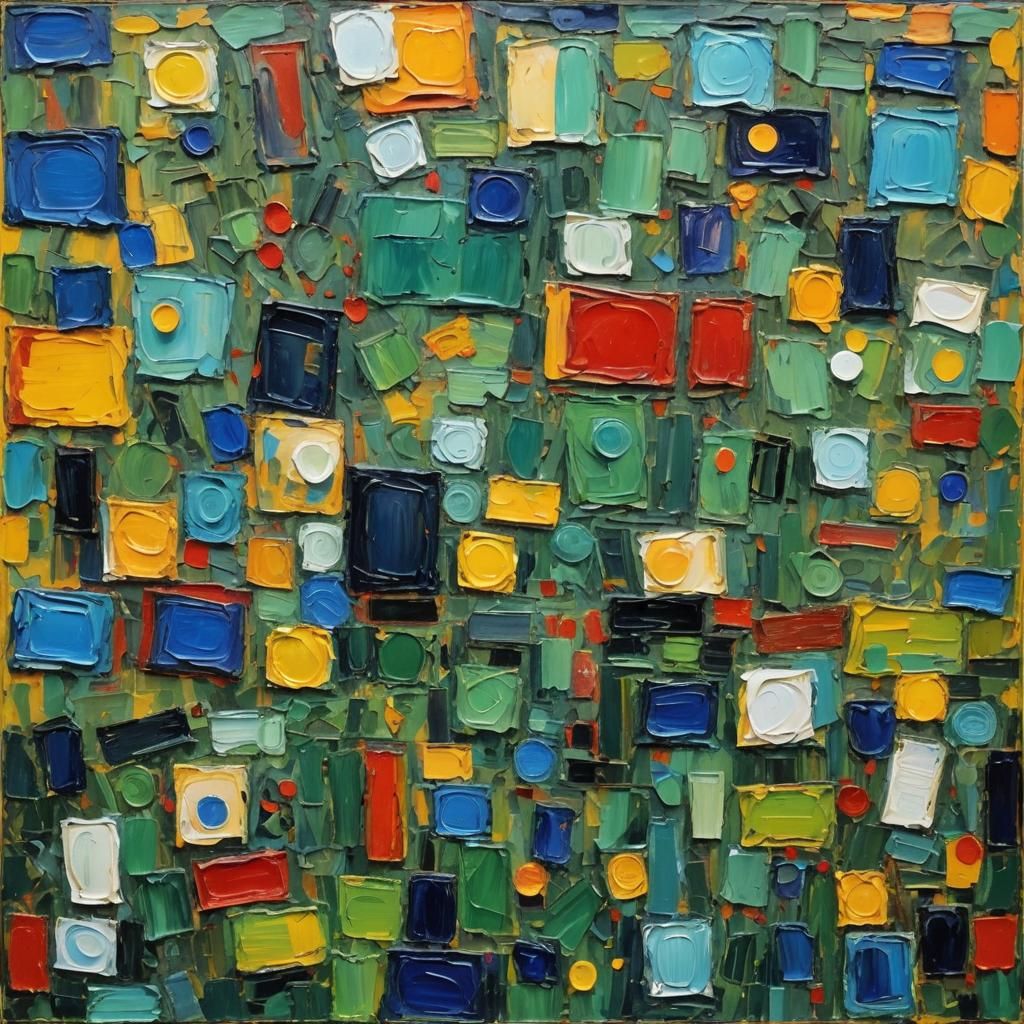 Futuristic Computer Motherboard in Expressionist Oil Paintin...