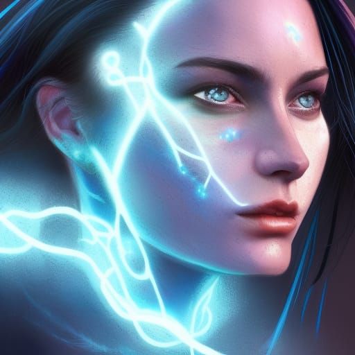Celestial Woman with Constellations: Hyperdetailed Concept A...
