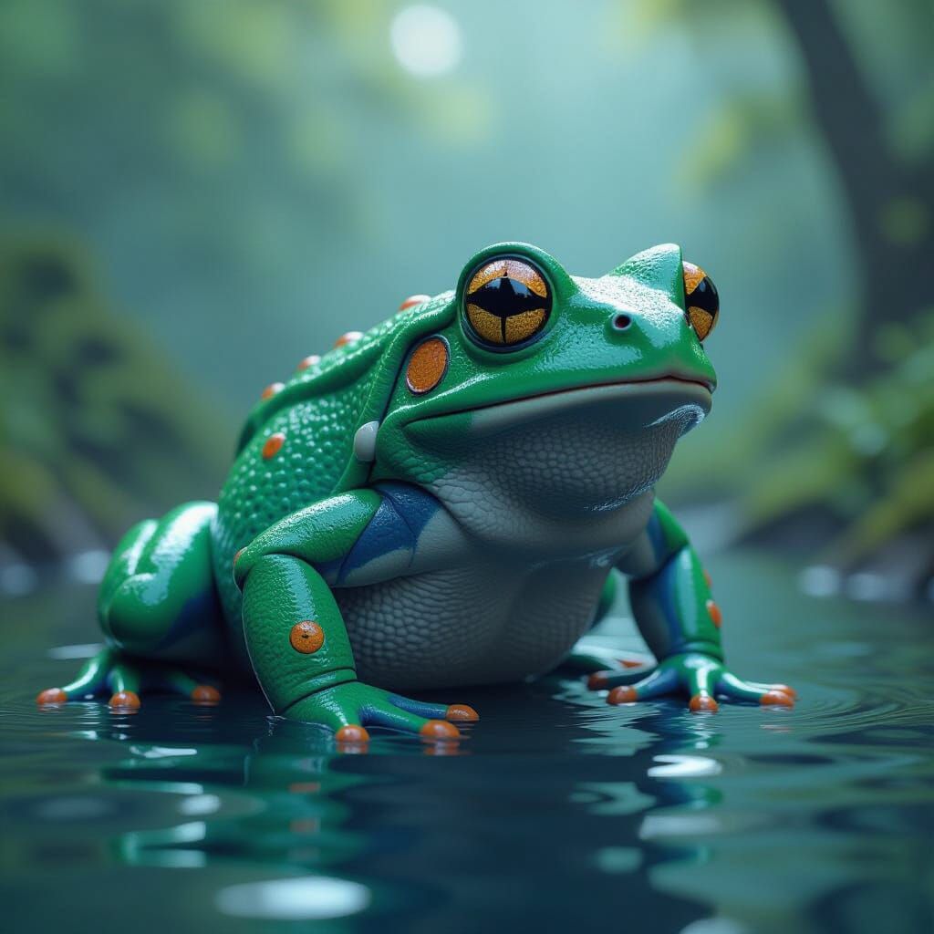 Intricate Frog Matte Painting in Deep Fantasy Colors