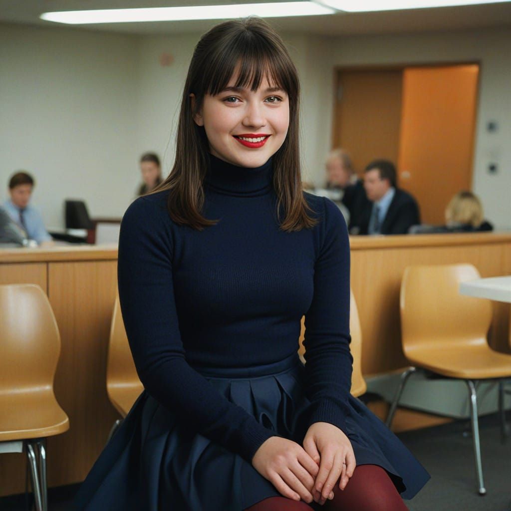 Chubby Girl in Waiting Room Radiates Warm Smile