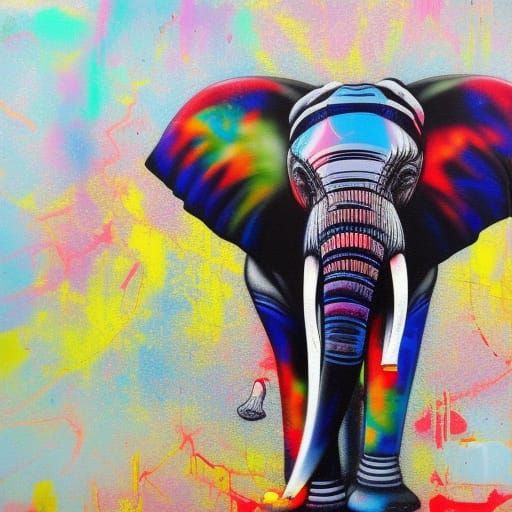 Graffiti Elephant Splash Art in Street Style