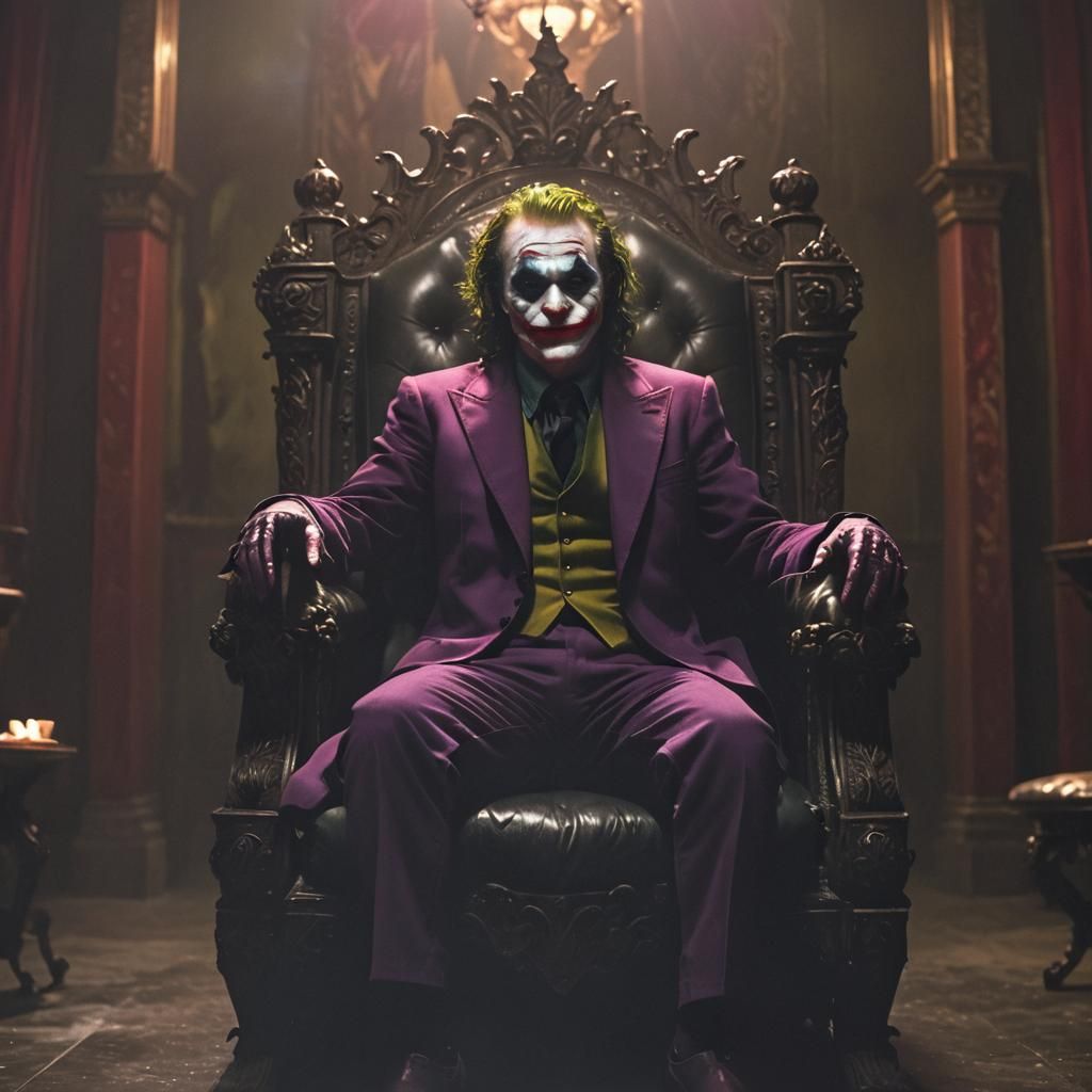 The Joker on Throne, in Dark Fantasy Style