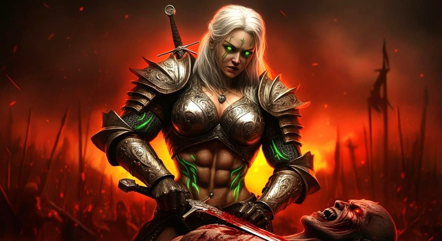 Epic Warrior Goddess: Geralt and Nariko's Daughter