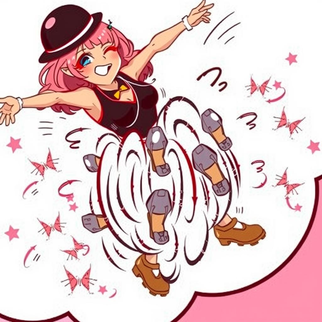 Anime Dancer with Orange Hair in Manga Style