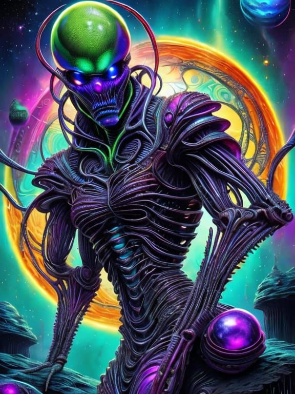 Psychedelic Alien Woman on Apocalyptic Planet