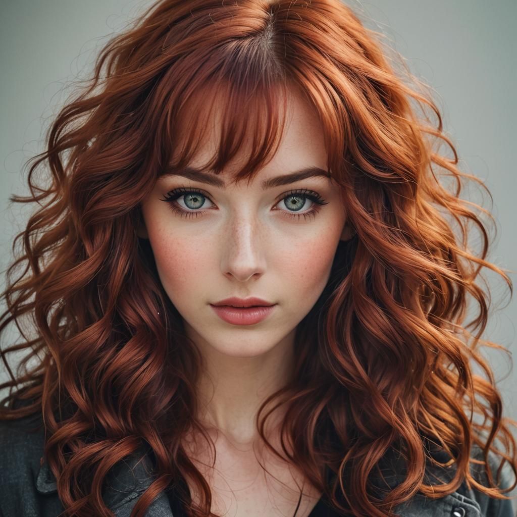 Portrait of a Beautiful Woman with Red Hair