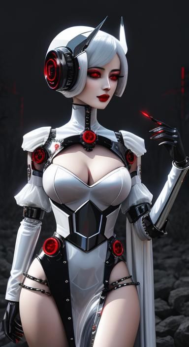 Victorian Fem Bot Vampire in Transparent Glass