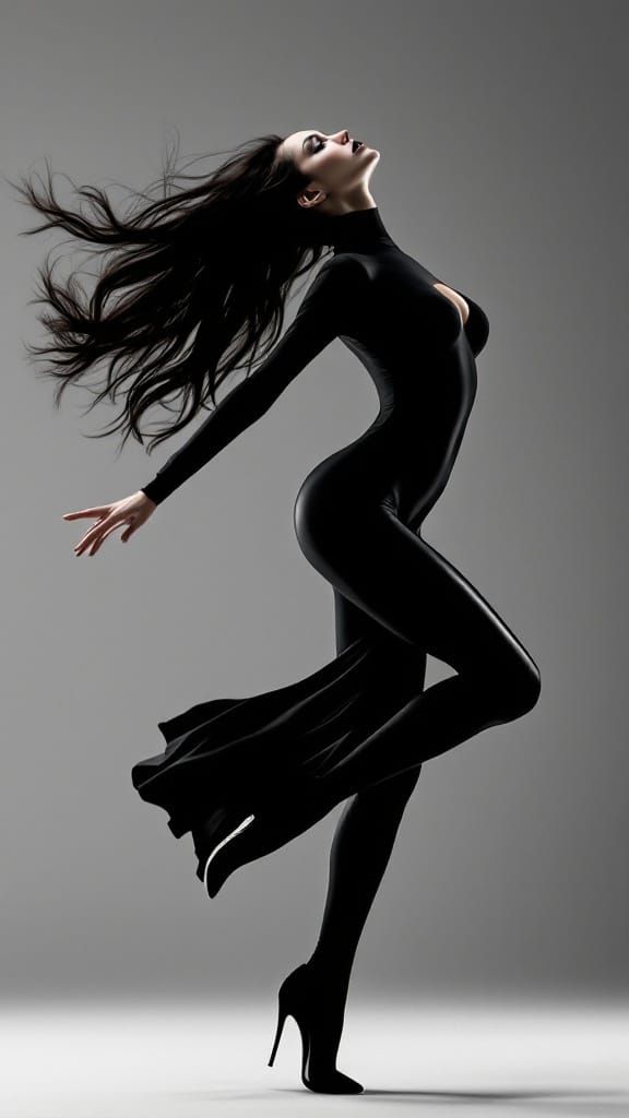 Ethereal Dancer in Monochromatic Motion