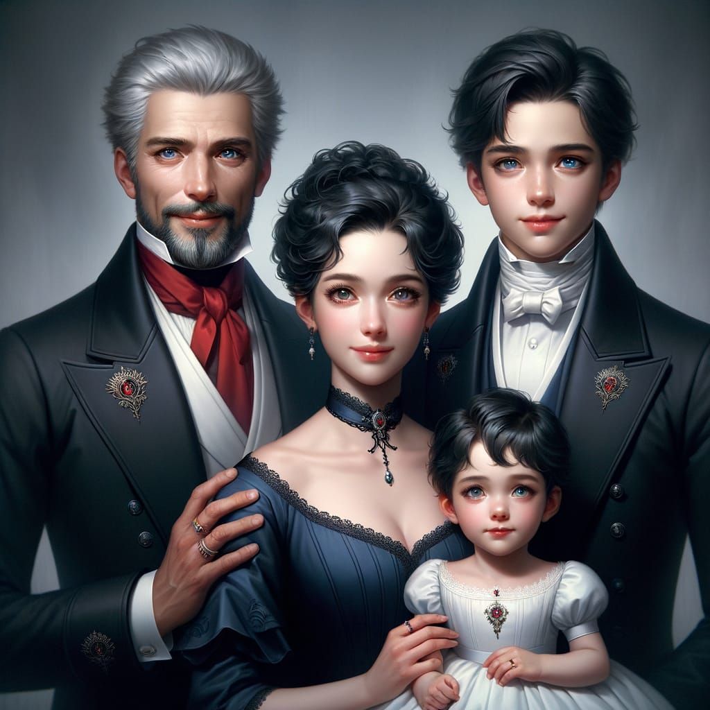 Noble Family Portrait in Regency Style