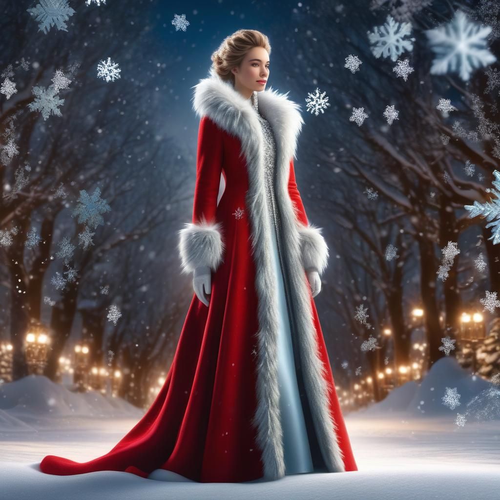 Winter Woman with Stag in 3D Render