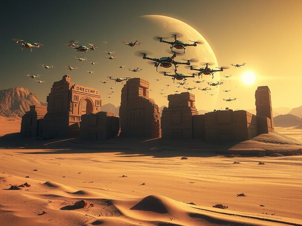 Ancient Alien Ruins Under Cosmic Drone Attack